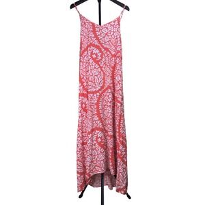 Summer Dress Gap Factory Coral Paisley Maxi Slip Dress Adjustable Straps XS